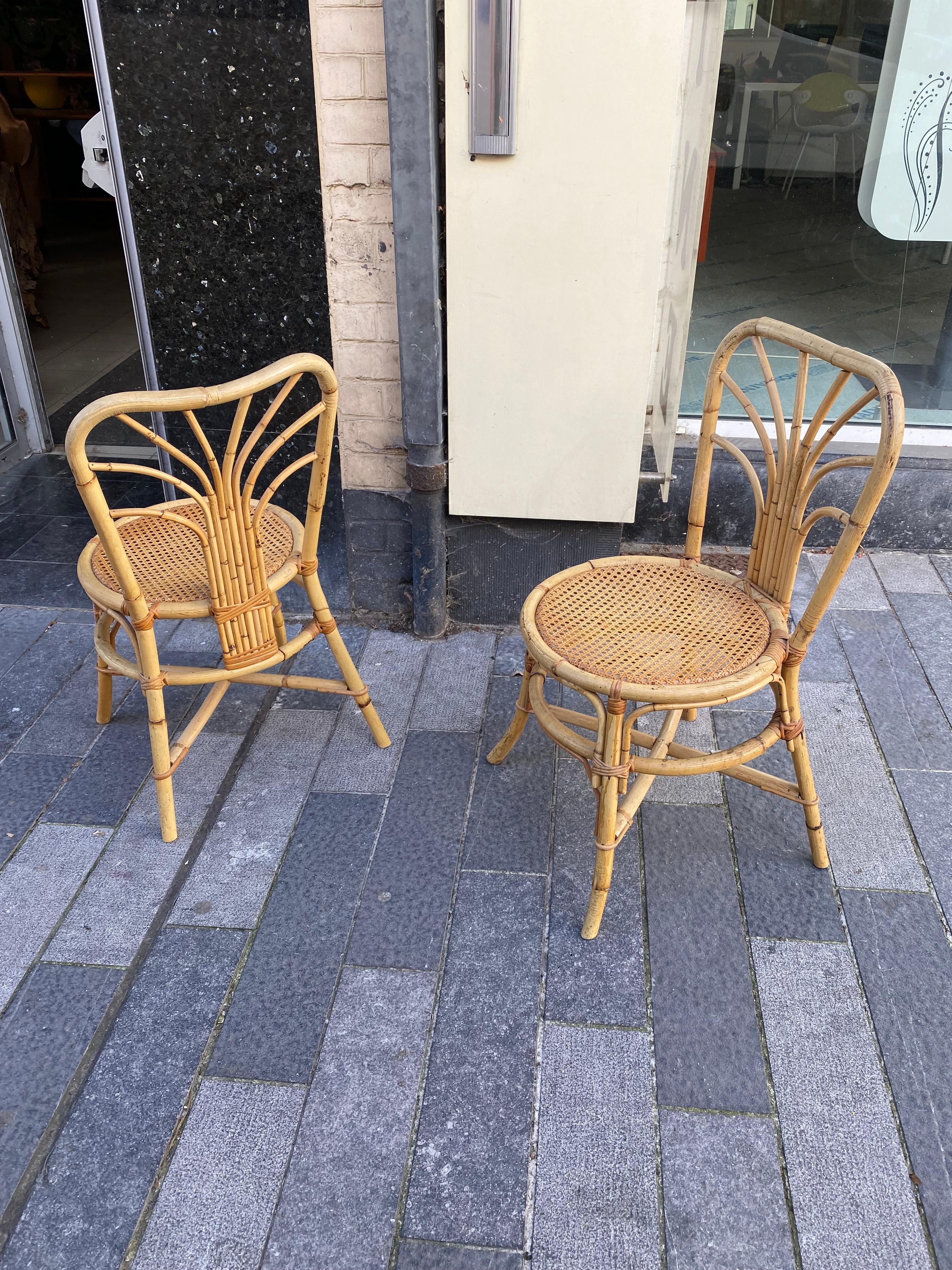 20th Century Two Bamboo Chairs, circa 1960 For Sale