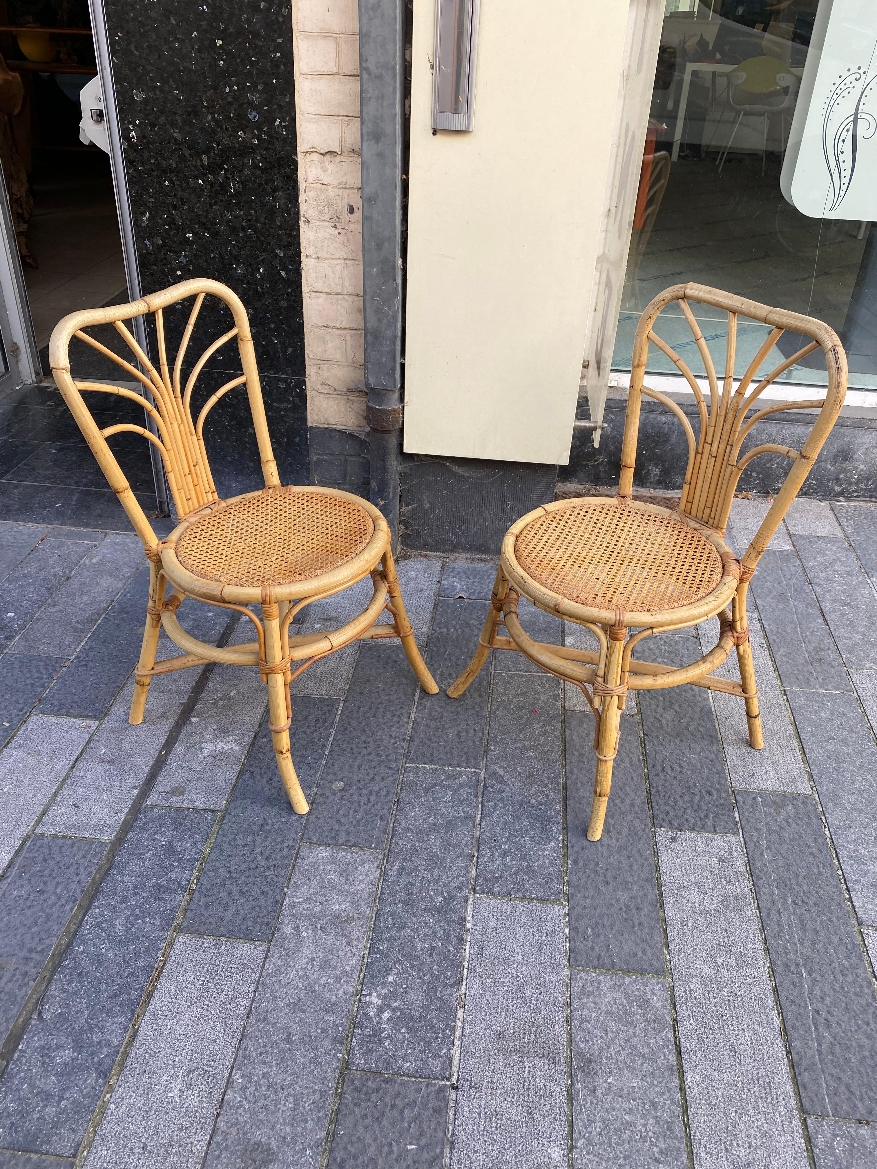 Two Bamboo Chairs, circa 1960 For Sale 1