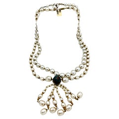 Two baroque pearl necklaces by Miriam Haskell US from the 1950s one with tassels