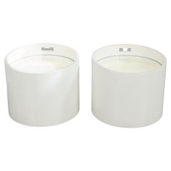  Two barrel-shaped illuminated tables made of white lacquered wood, Italy 70s