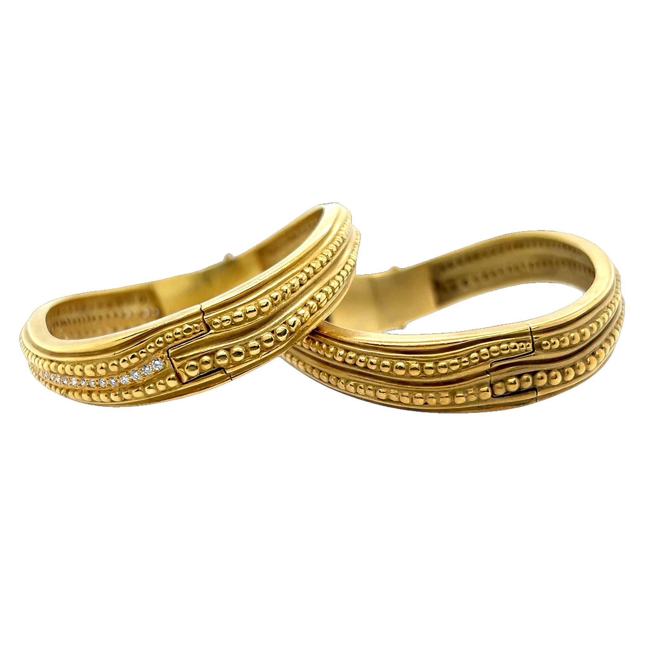 Round Cut Two BARRY KIESELSTEIN-CORD Caviar Gold Diamond Bracelets For Sale