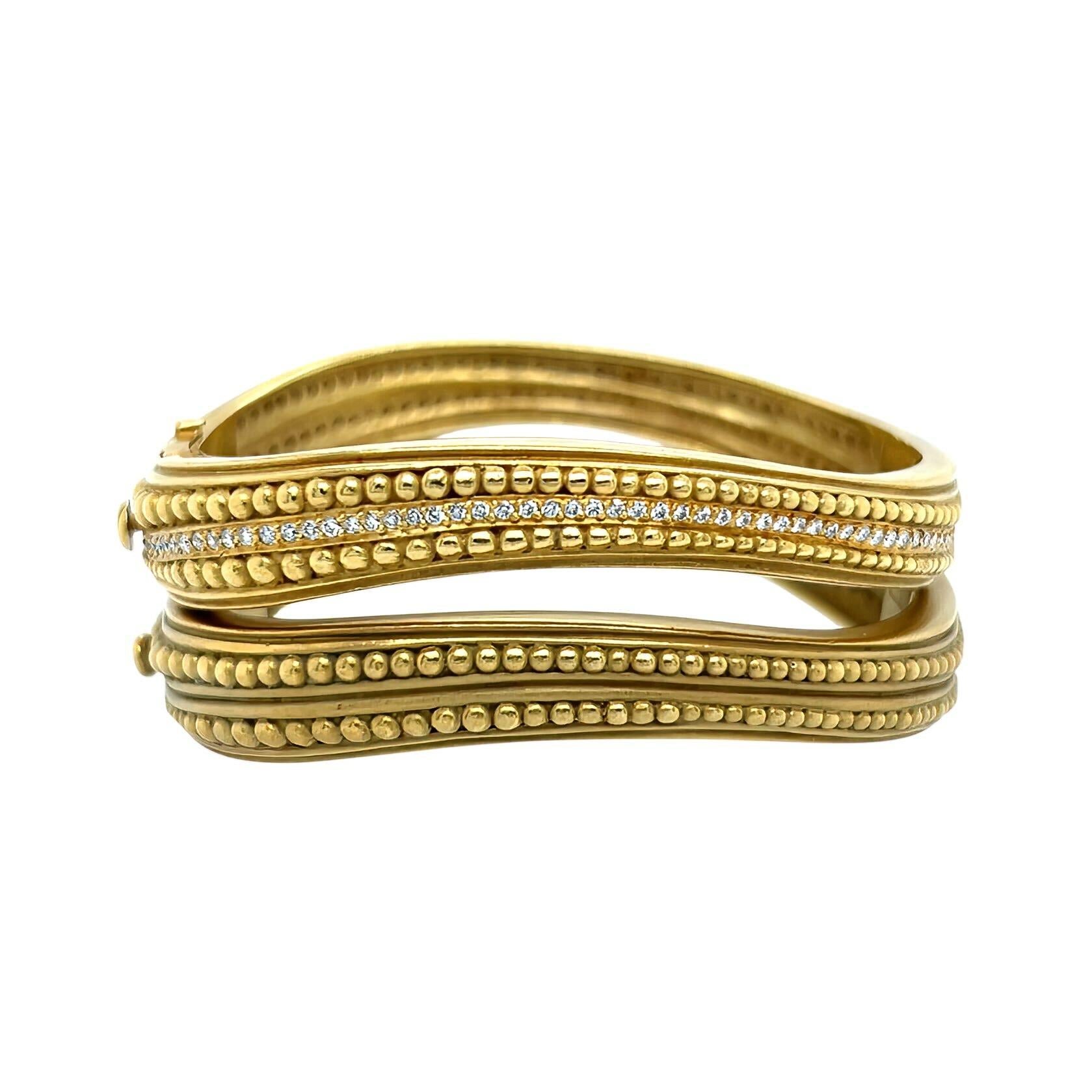 Two BARRY KIESELSTEIN-CORD Caviar Gold Diamond Bracelets In Good Condition For Sale In New York, NY