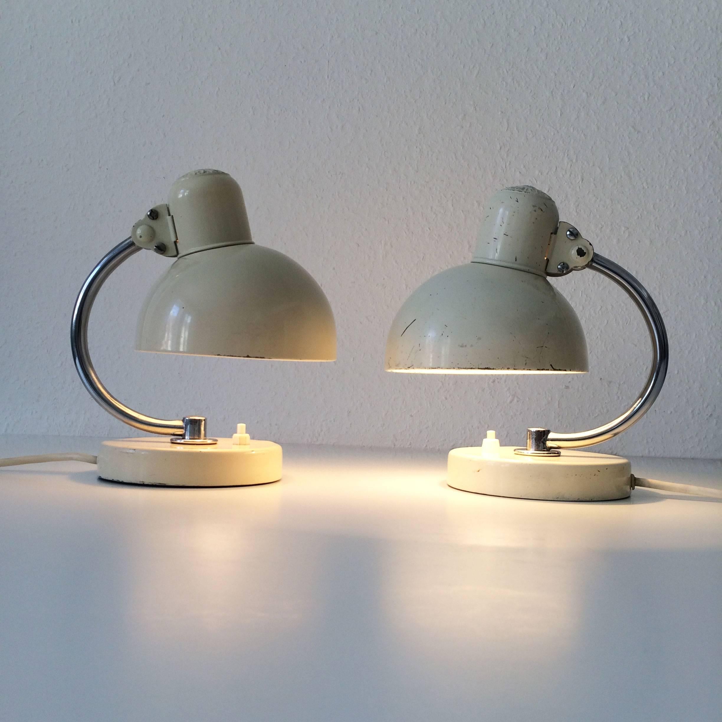 German Bauhaus Bedside Table Lamps Kaiser Idell 6722 by Christian Dell, 1930s