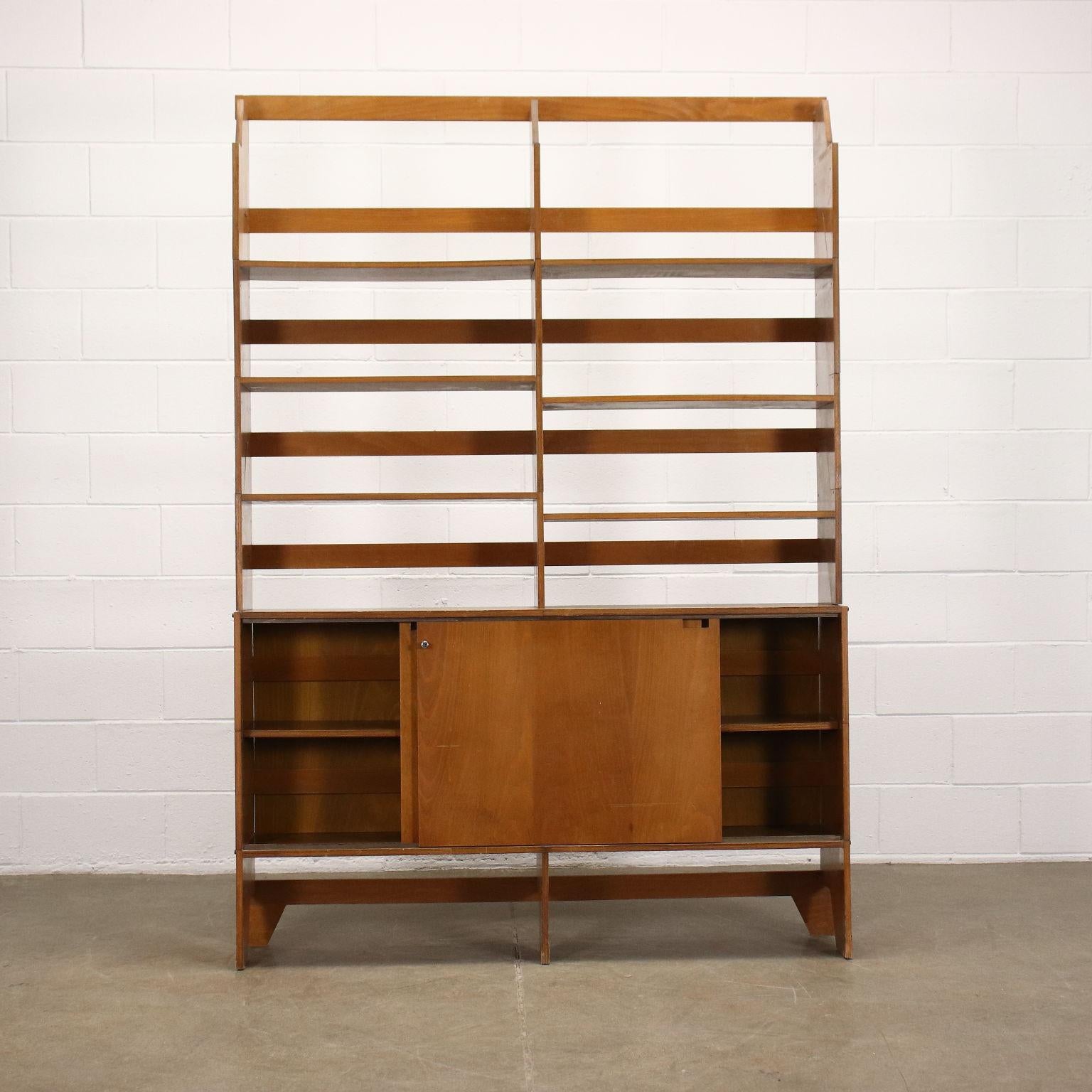 Mid-Century Modern Two-Bay Bookcase F54 by Mcselvini Stained Wood Italy 1960s