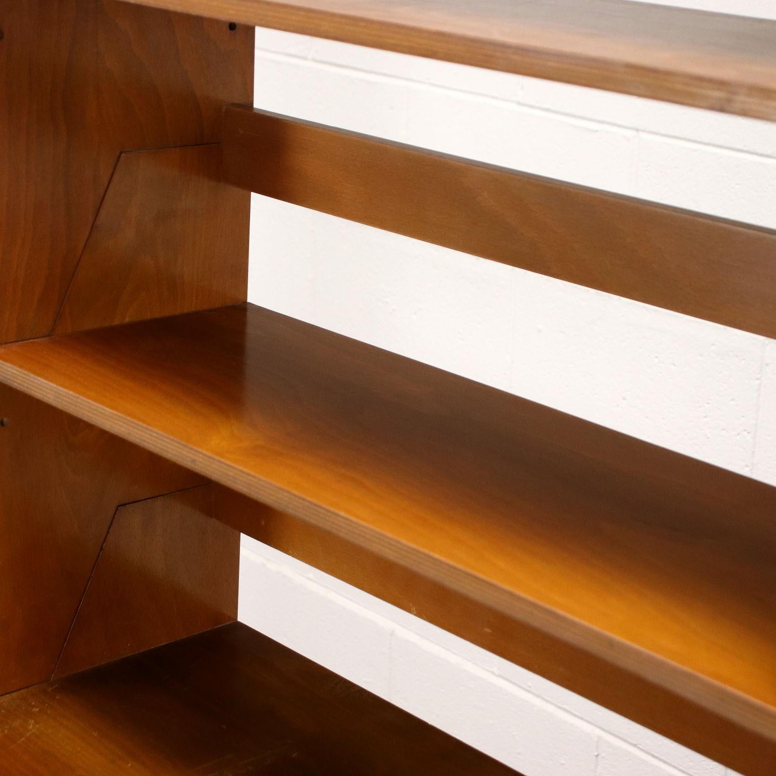 Two-Bay Bookcase F54 by Mcselvini Stained Wood Italy 1960s In Good Condition In Milano, IT