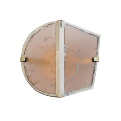 Applique murale contemporaine Two Be, verre d'art rosé argenté, laiton fondu