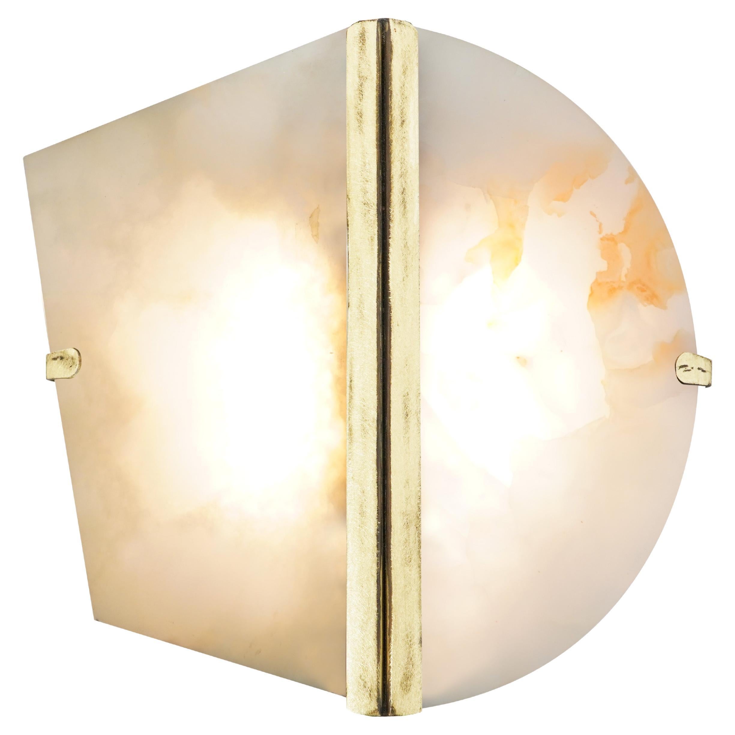“Two Be” Wall Lamp, Onyx Stone, Brass