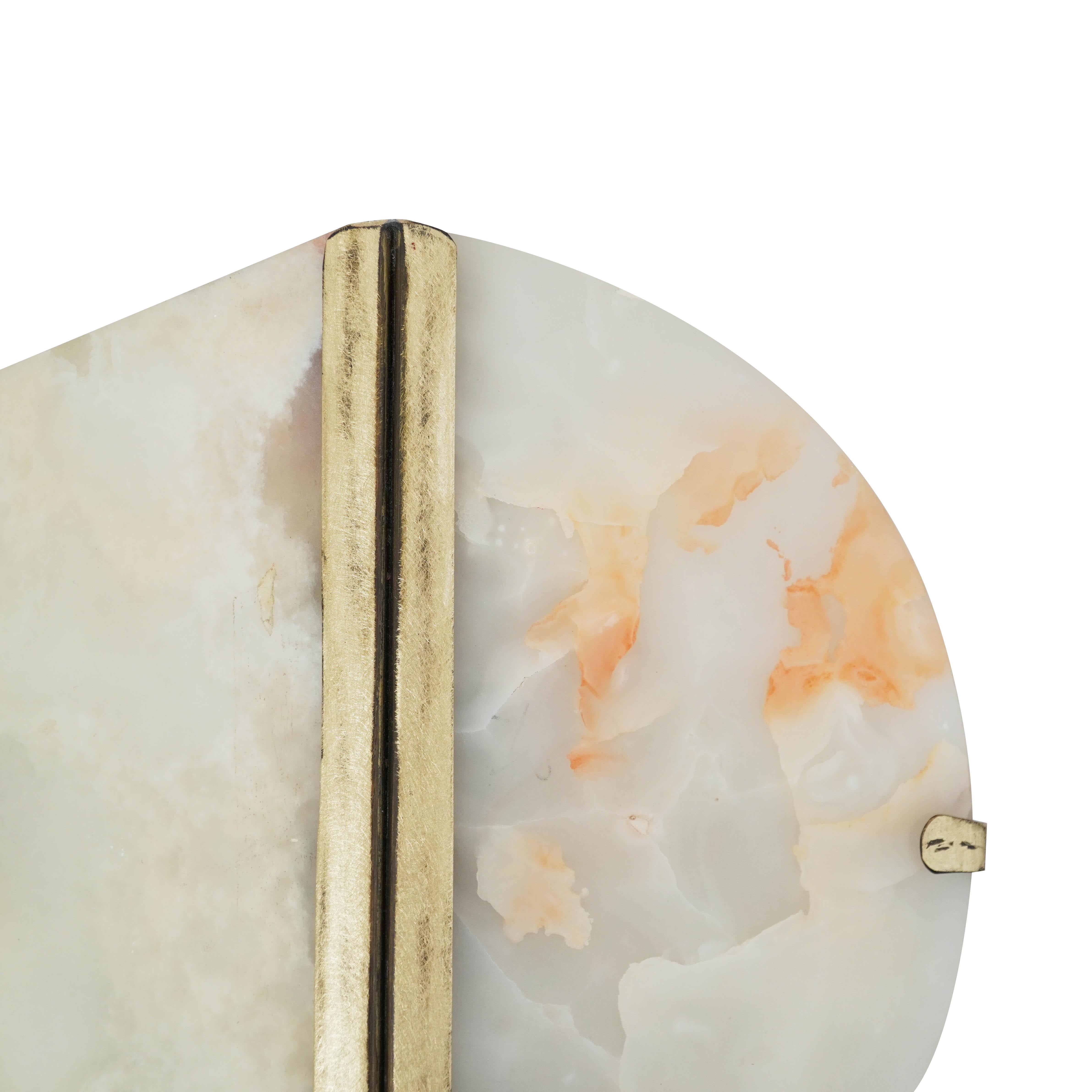 Modern “Two Be” Wall Lamp, Onyx Stone, Brass For Sale