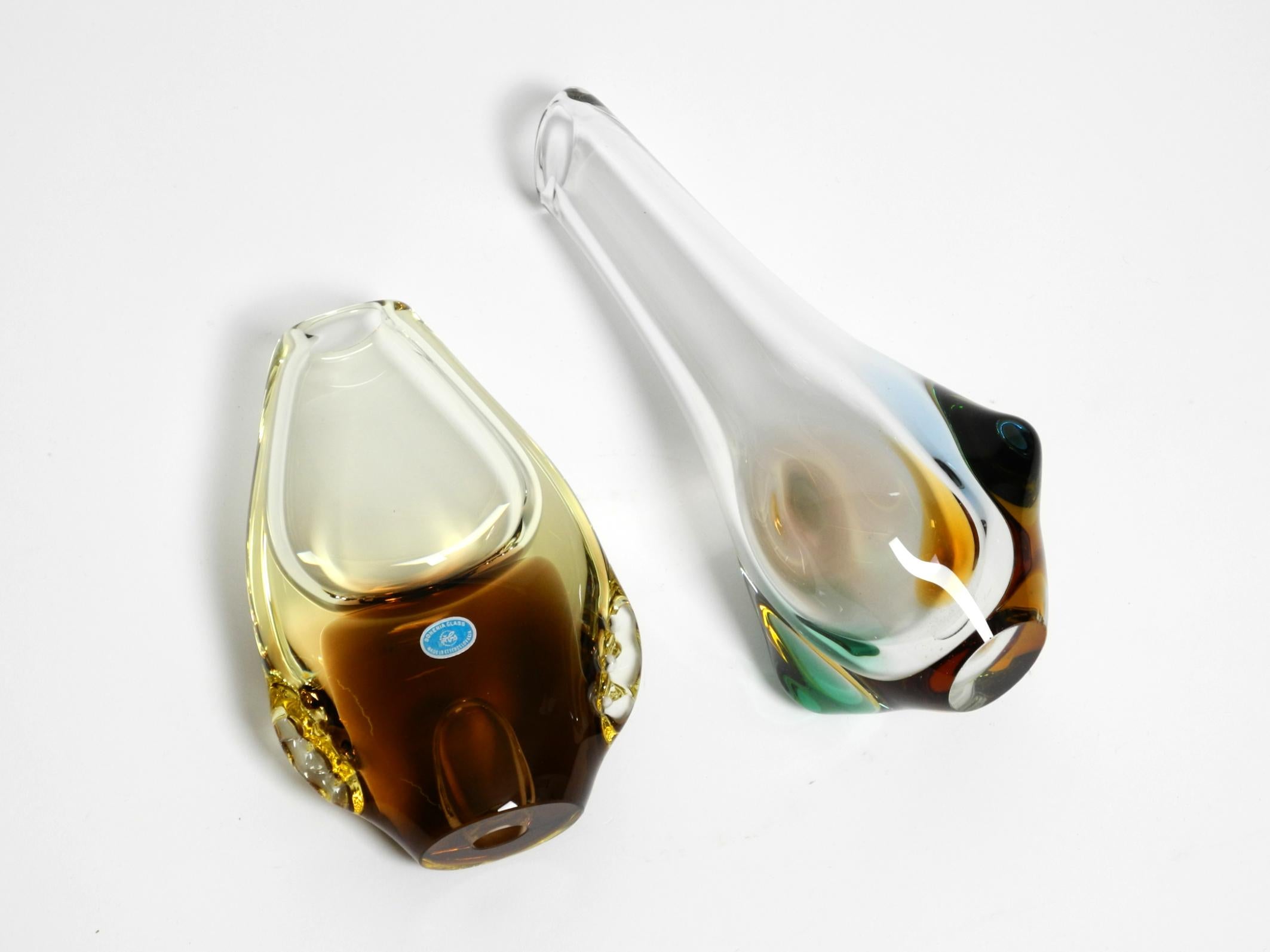 Two beautiful 1960s crystal glass vases by Miroslav Klinger for Bohemia Glass For Sale 4