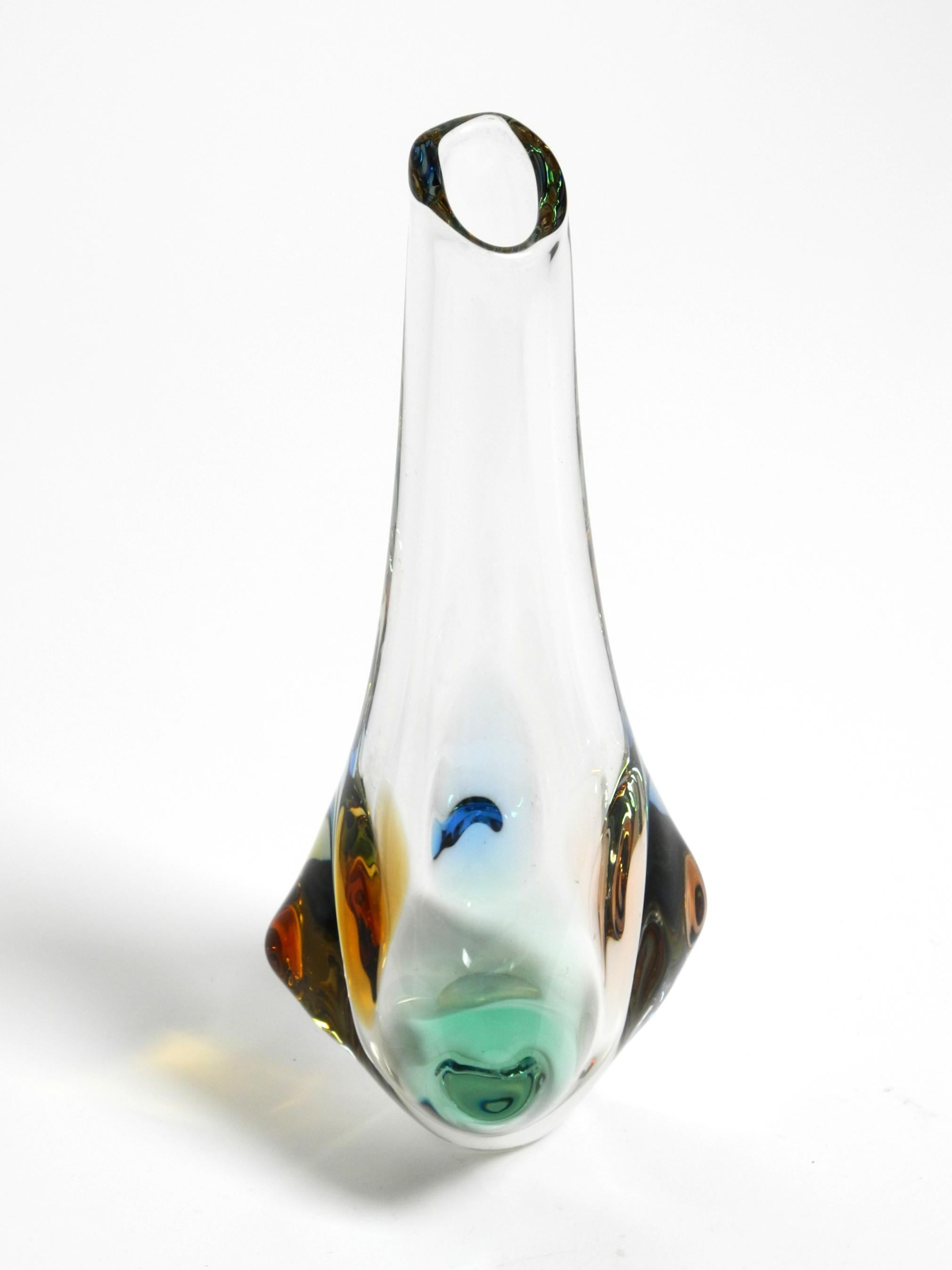 Two beautiful 1960s crystal glass vases by Miroslav Klinger for Bohemia Glass For Sale 9