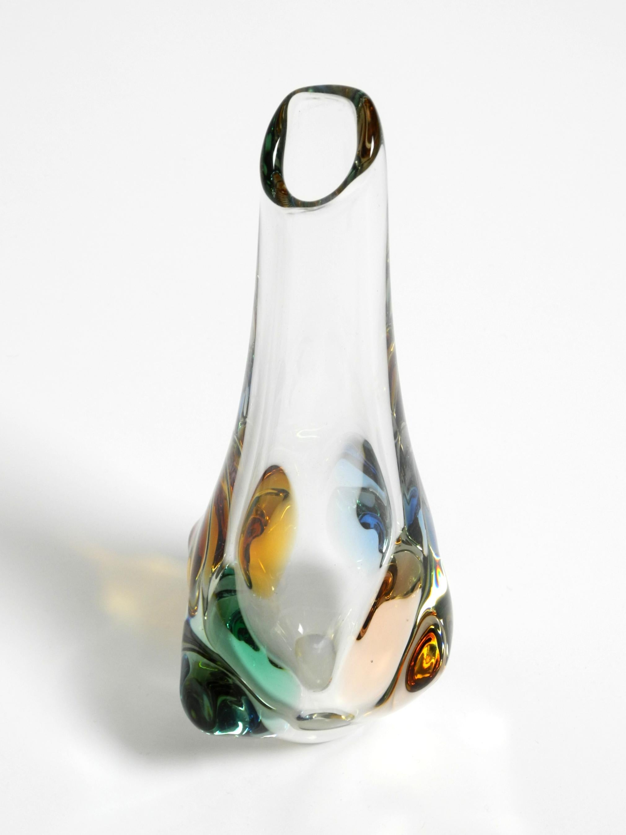Two beautiful 1960s crystal glass vases by Miroslav Klinger for Bohemia Glass For Sale 12