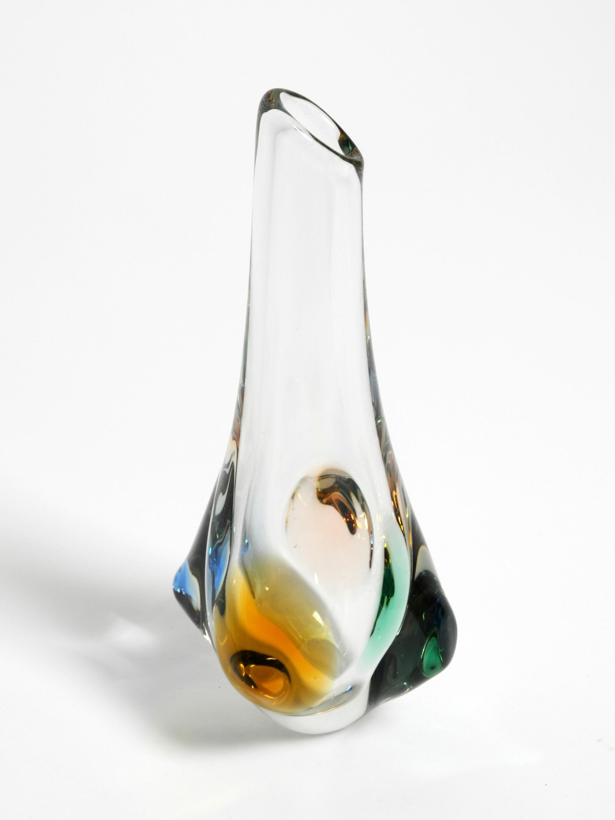 Two beautiful 1960s crystal glass vases by Miroslav Klinger for Bohemia Glass For Sale 13