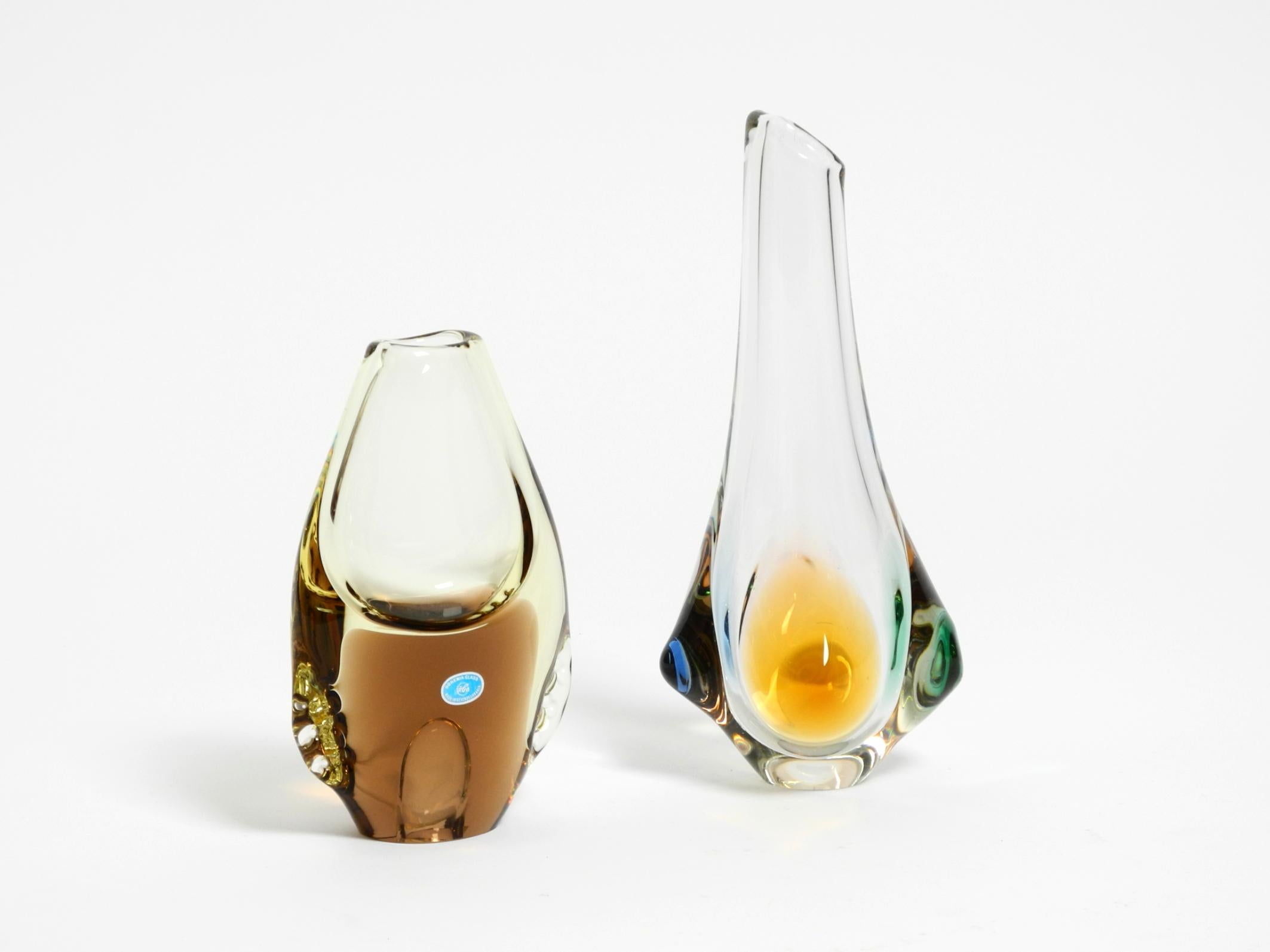 Mid-Century Modern Two beautiful 1960s crystal glass vases by Miroslav Klinger for Bohemia Glass For Sale