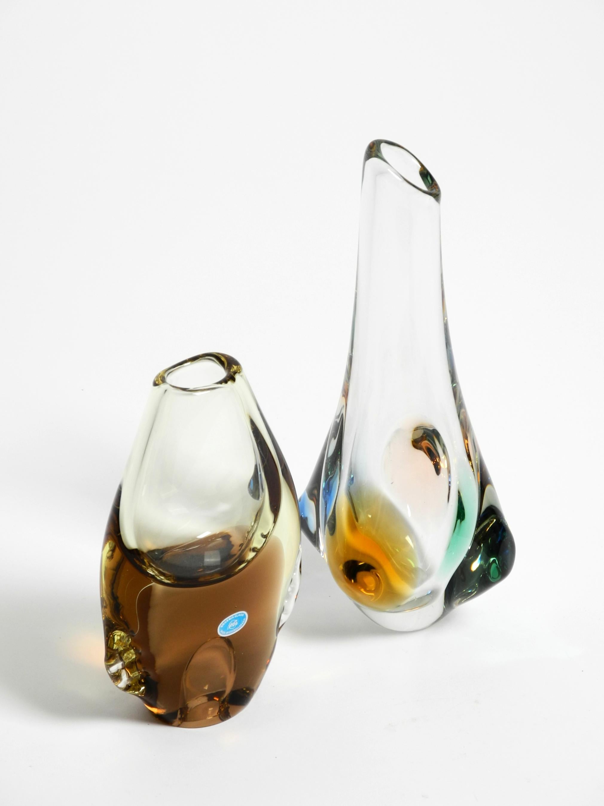 Czech Two beautiful 1960s crystal glass vases by Miroslav Klinger for Bohemia Glass For Sale