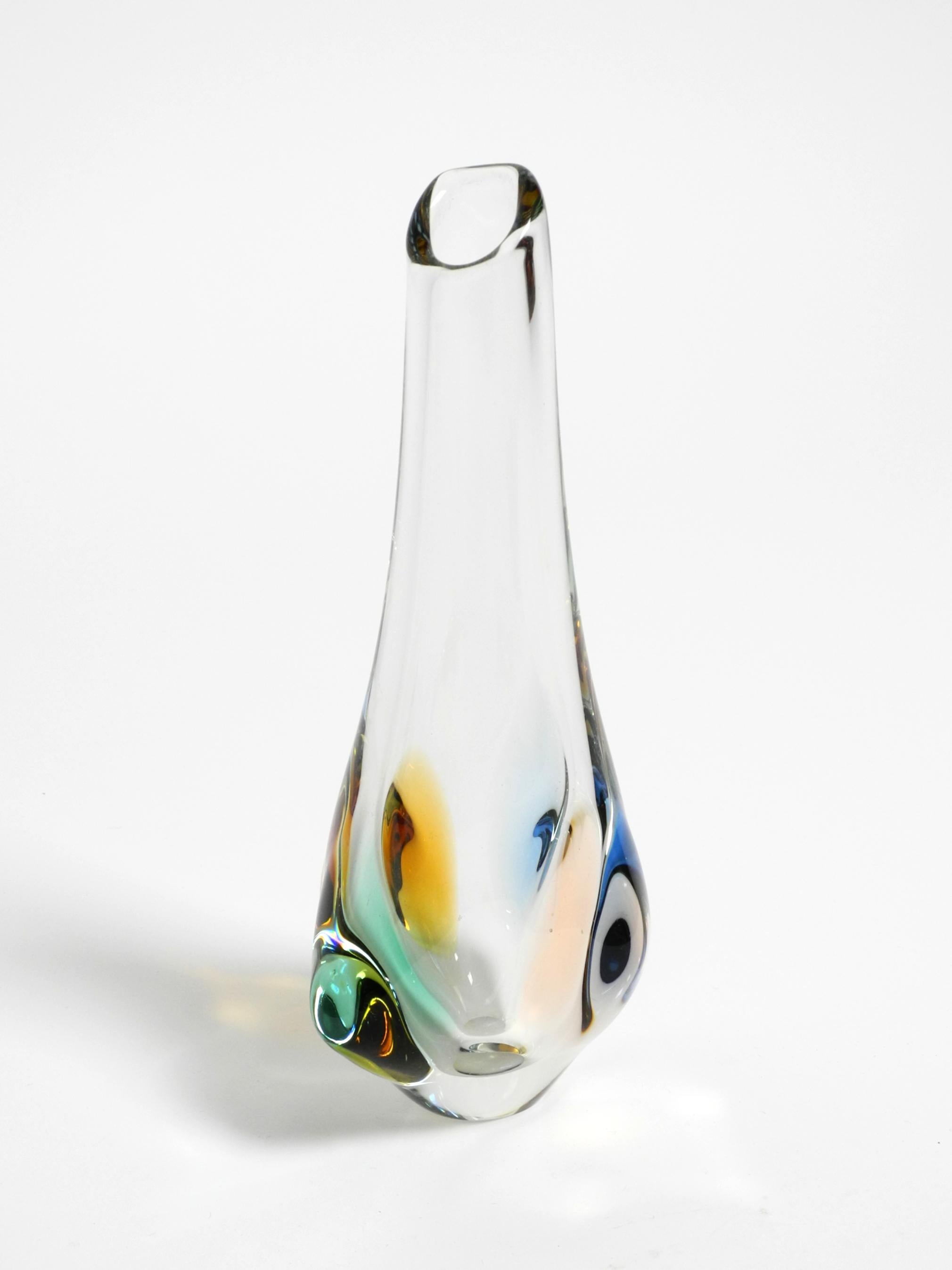 Two beautiful 1960s crystal glass vases by Miroslav Klinger for Bohemia Glass In Good Condition For Sale In München, DE