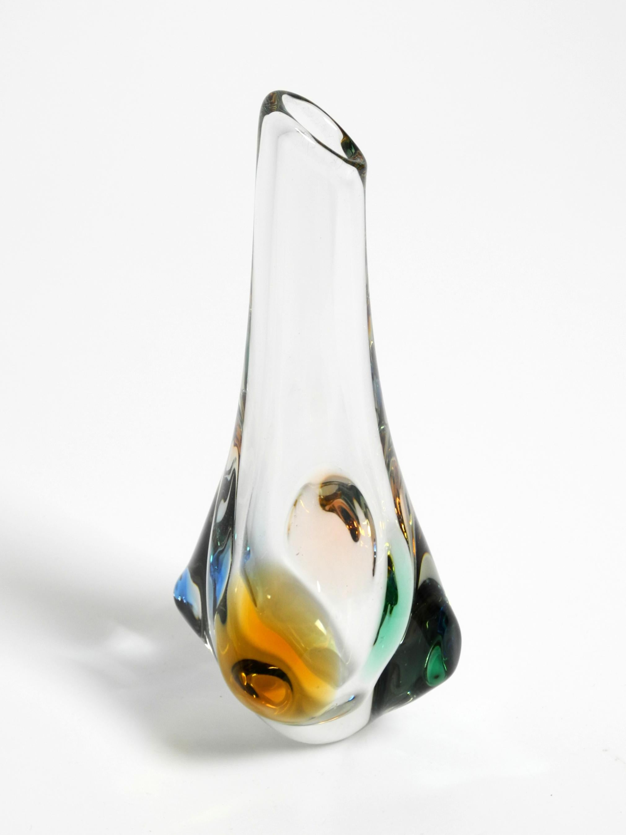 Mid-20th Century Two beautiful 1960s crystal glass vases by Miroslav Klinger for Bohemia Glass For Sale