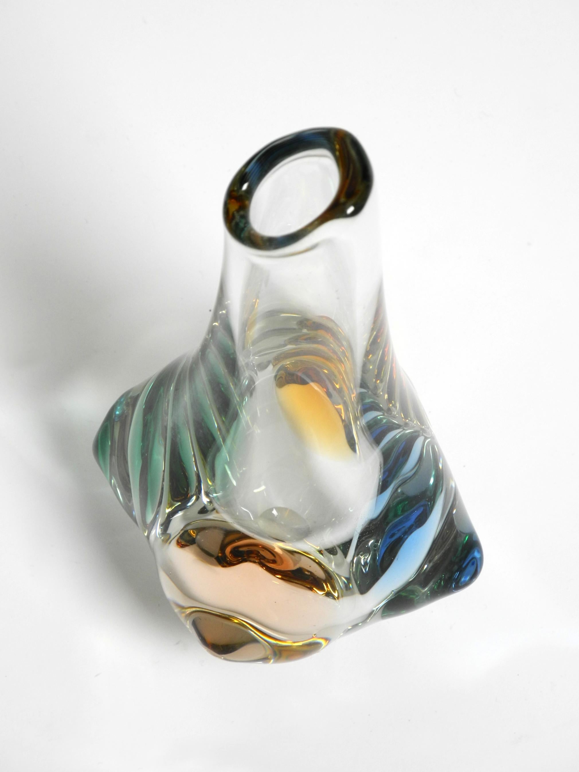 Crystal Two beautiful 1960s crystal glass vases by Miroslav Klinger for Bohemia Glass For Sale