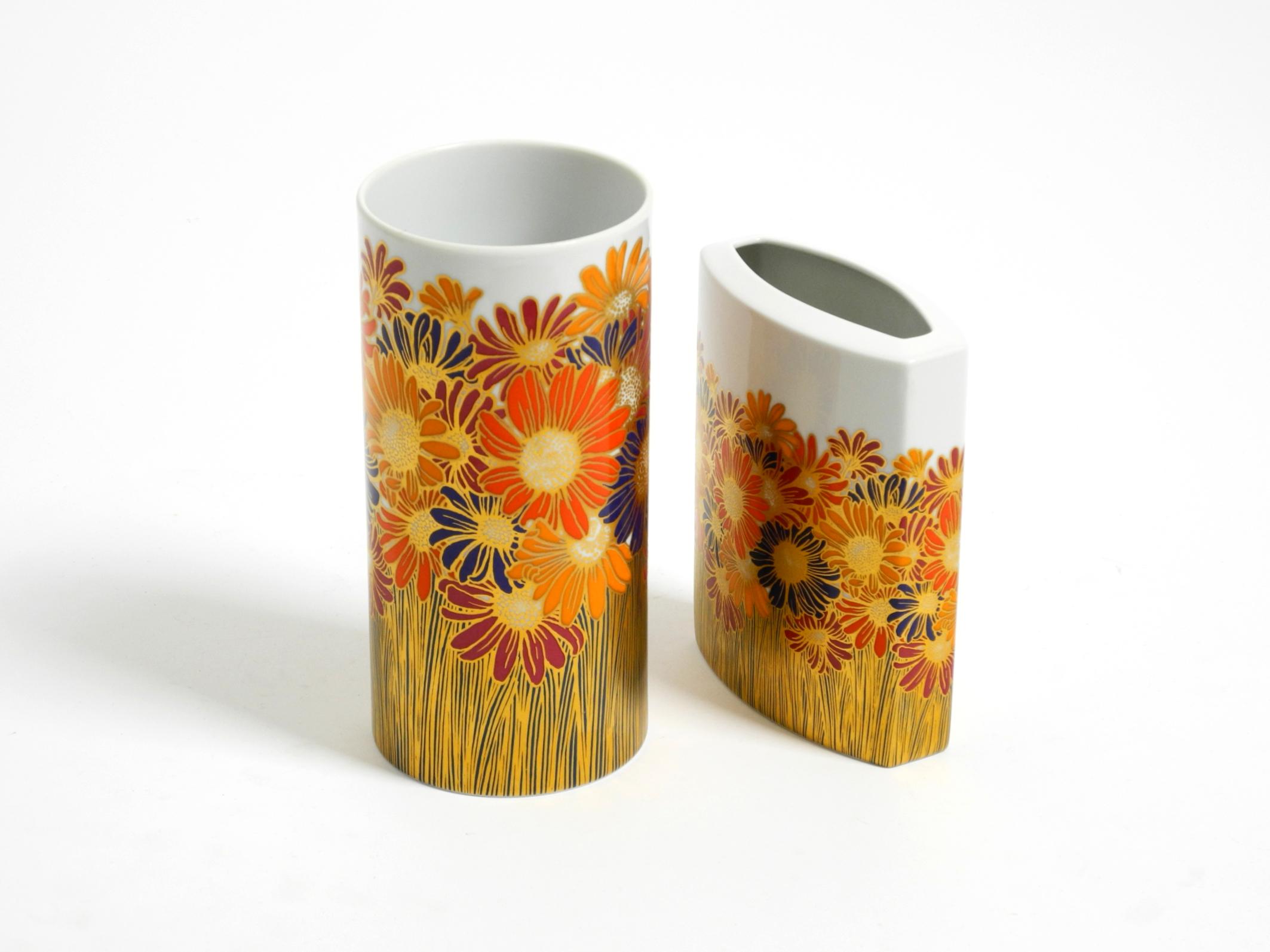 German Two beautiful 80s porcelain vases by Rosamonde Nairac for Rosenthal studio-line For Sale