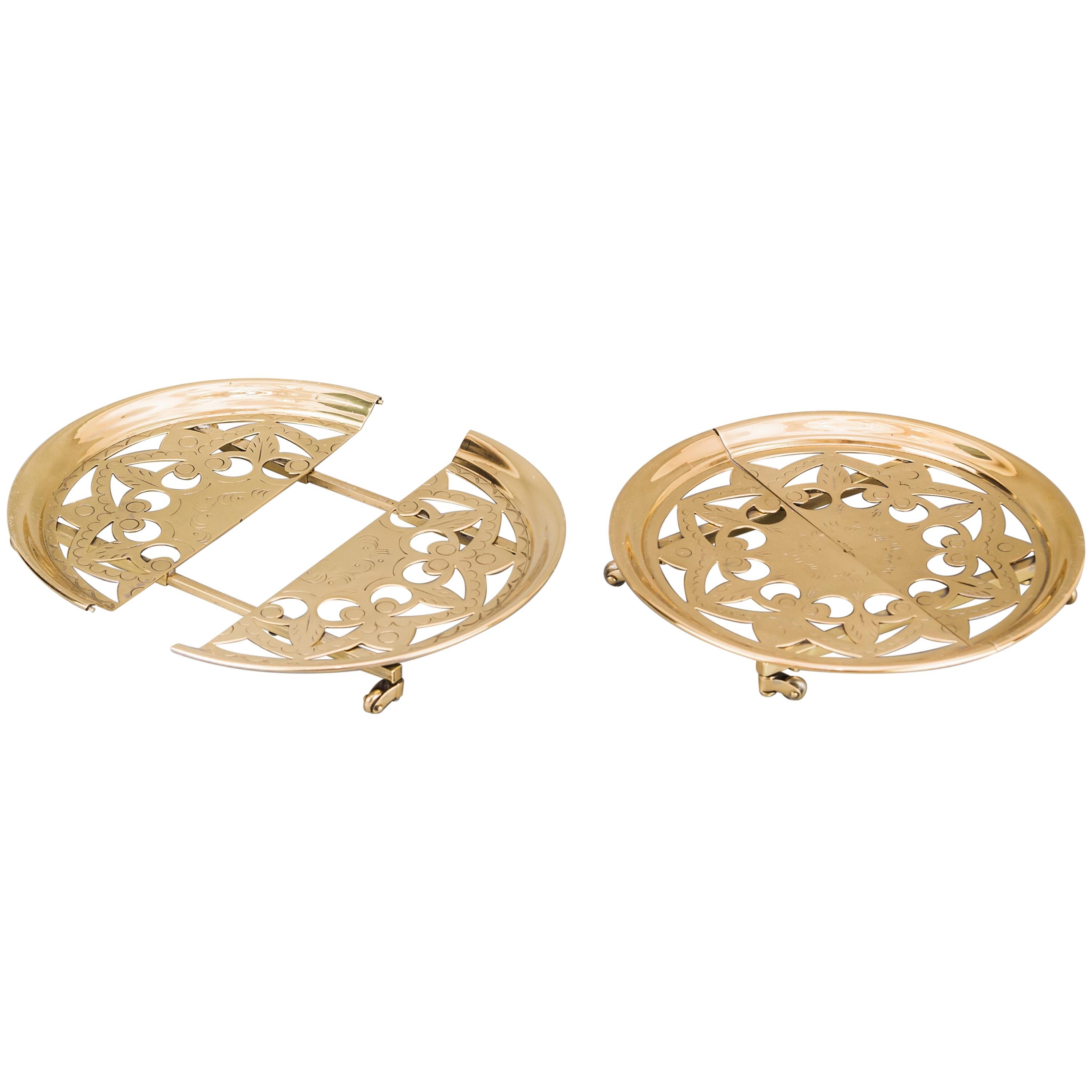 Two Beautiful Adjustable Art Deco Coaster with Small Wheels, circa 1930s