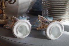 Two Beautiful Antique Old Paris Porcelain (Porcelaine de Paris) Cornet Vases