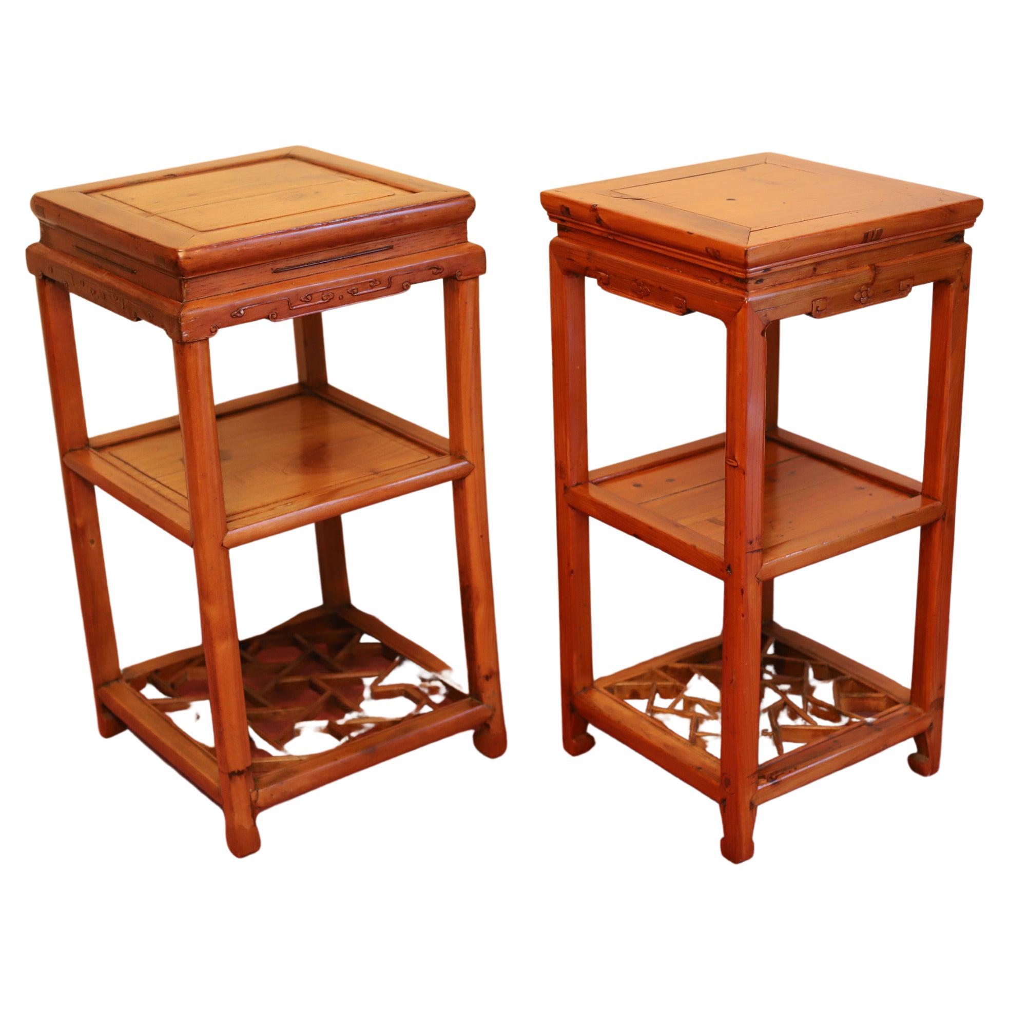 Chinese Export Two Beautiful Chinese Softwood Stand For Sale