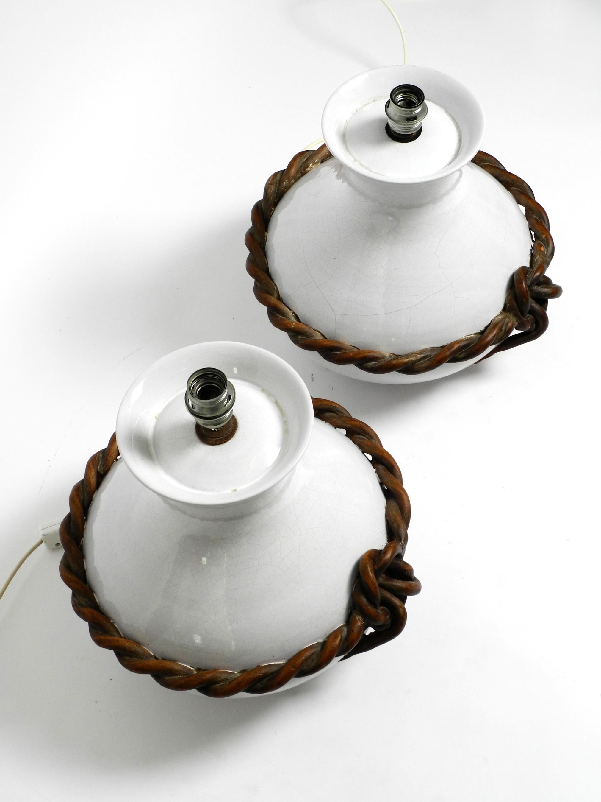 Two Beautiful Giant Italian Mid Century White Ceramic Table Lamps For Sale 1