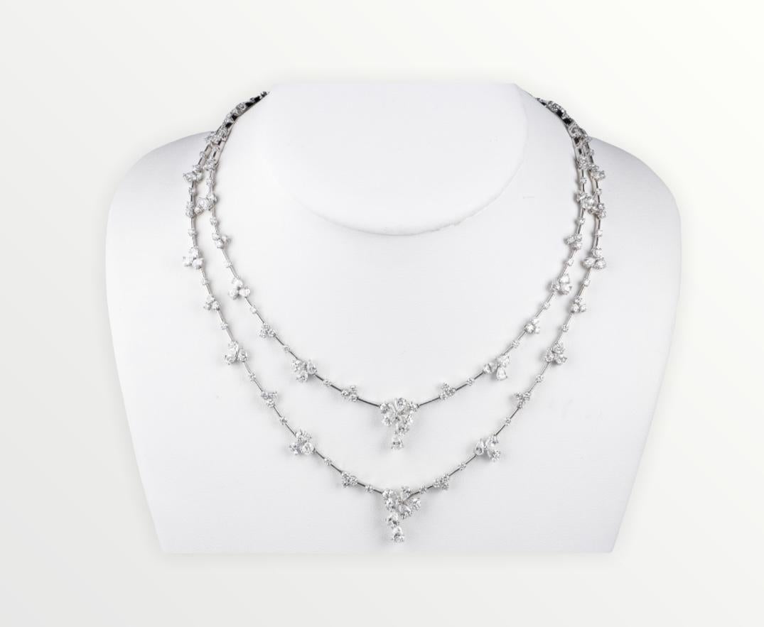 Two beautiful Haute Joaillerie 18 carat white gold necklaces For Sale 10