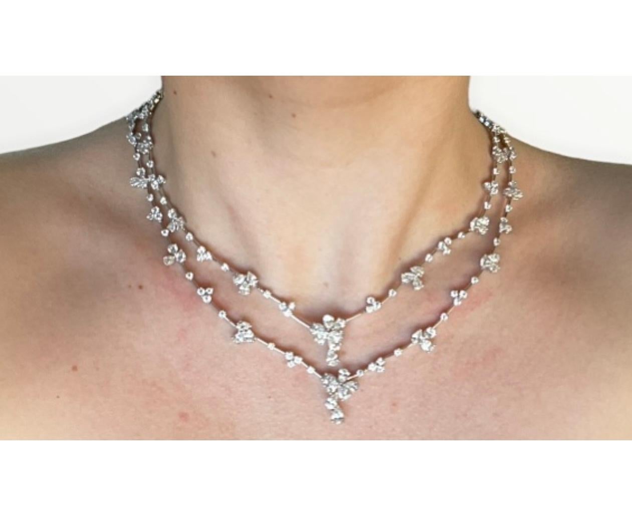 Pear Cut Two beautiful Haute Joaillerie 18 carat white gold necklaces For Sale