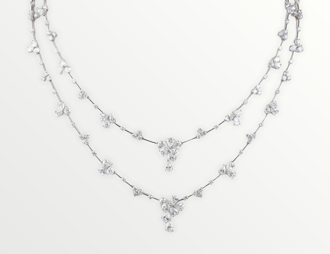 Women's Two beautiful Haute Joaillerie 18 carat white gold necklaces For Sale