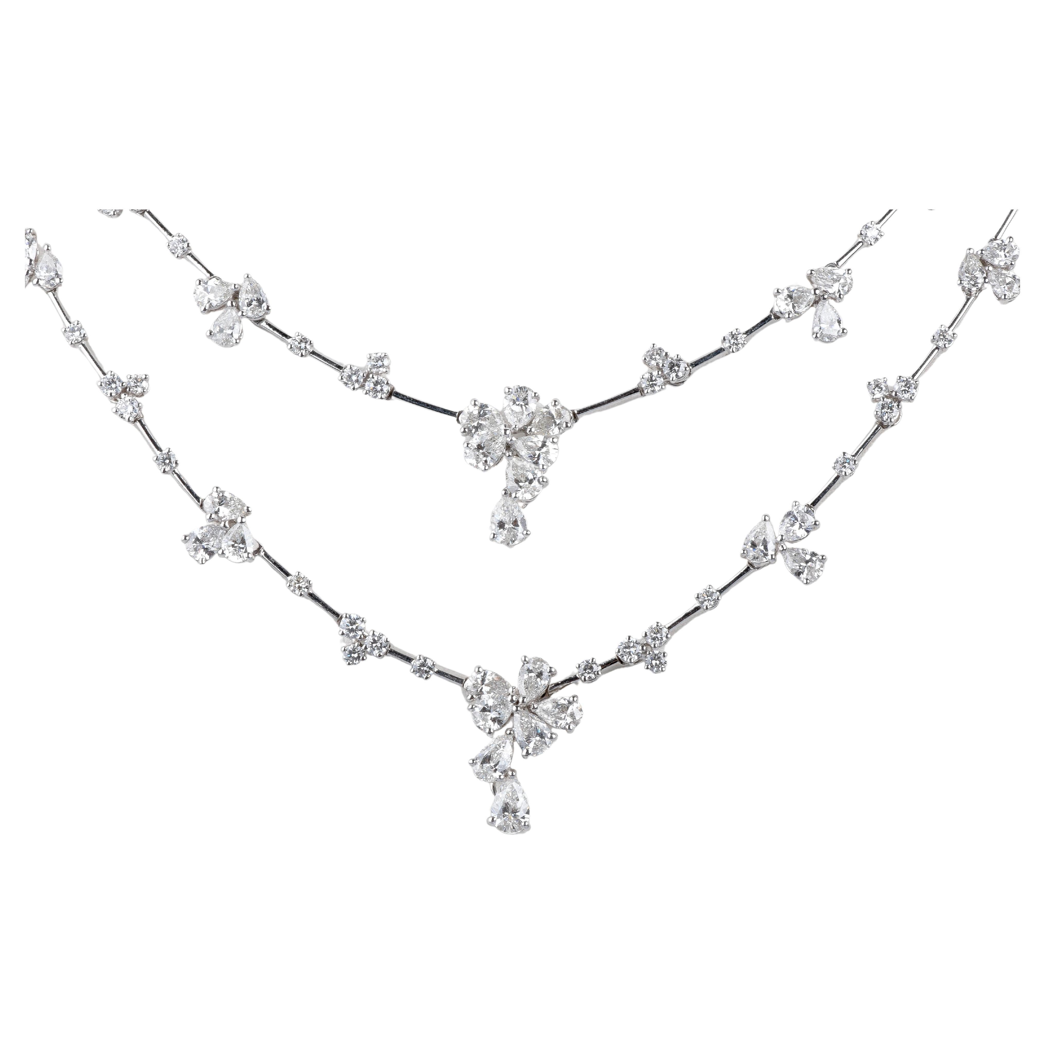 Two beautiful Haute Joaillerie 18 carat white gold necklaces For Sale