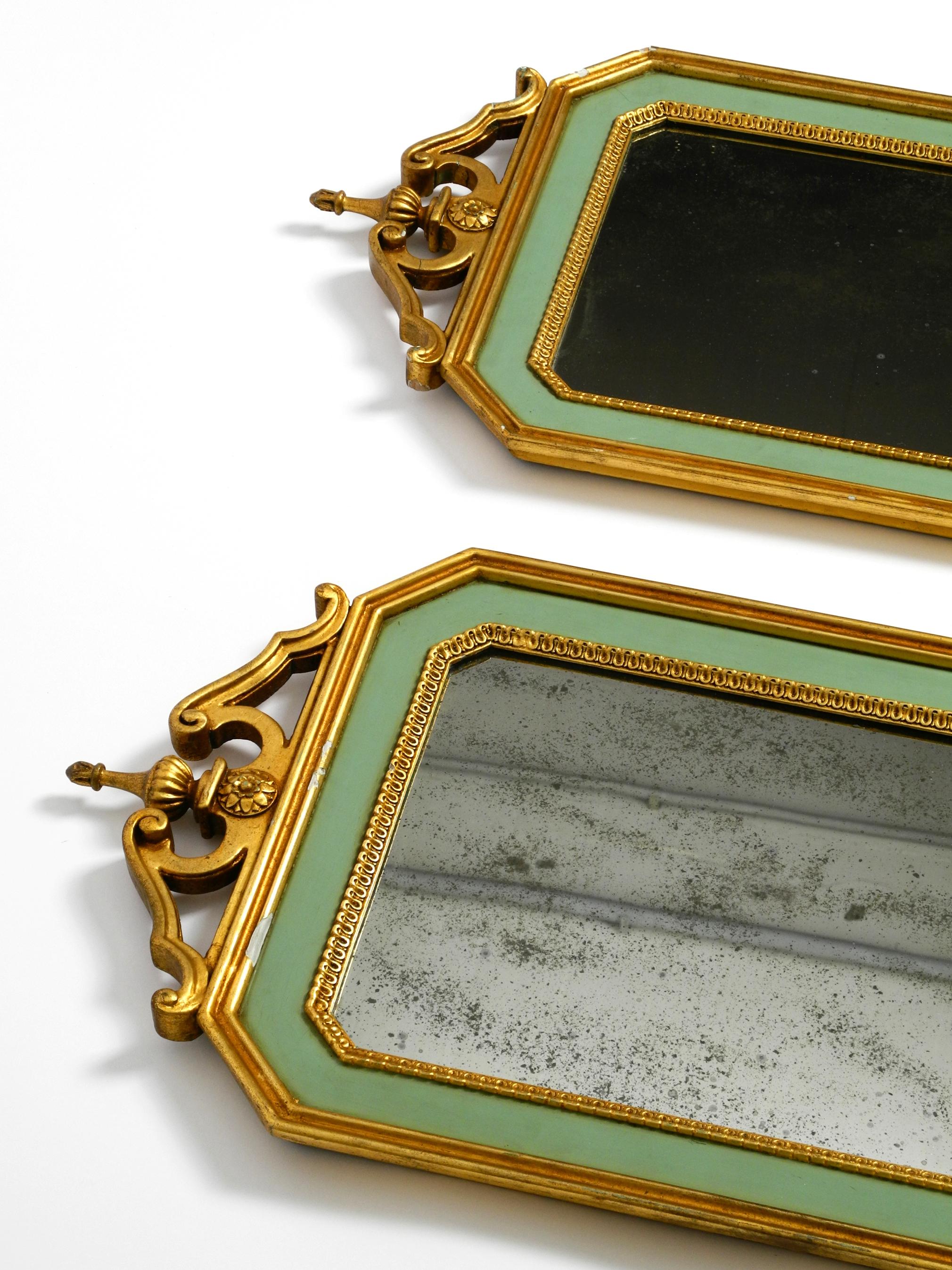 Two Beautiful Italian Mid Century Wall Mirrors Made of Wood, Partly Gilded 8