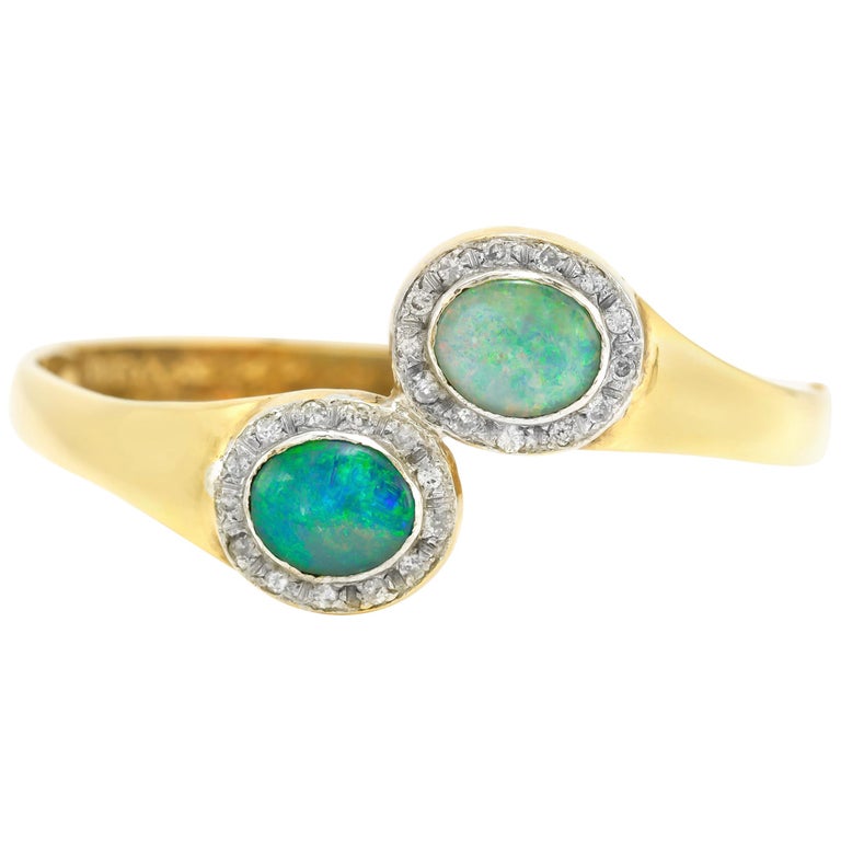 Two Beautiful Opal With Diamonds Bangle For Sale at 1stDibs