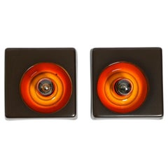 Two beautiful original 1970s Space Age ceramic wall lamps