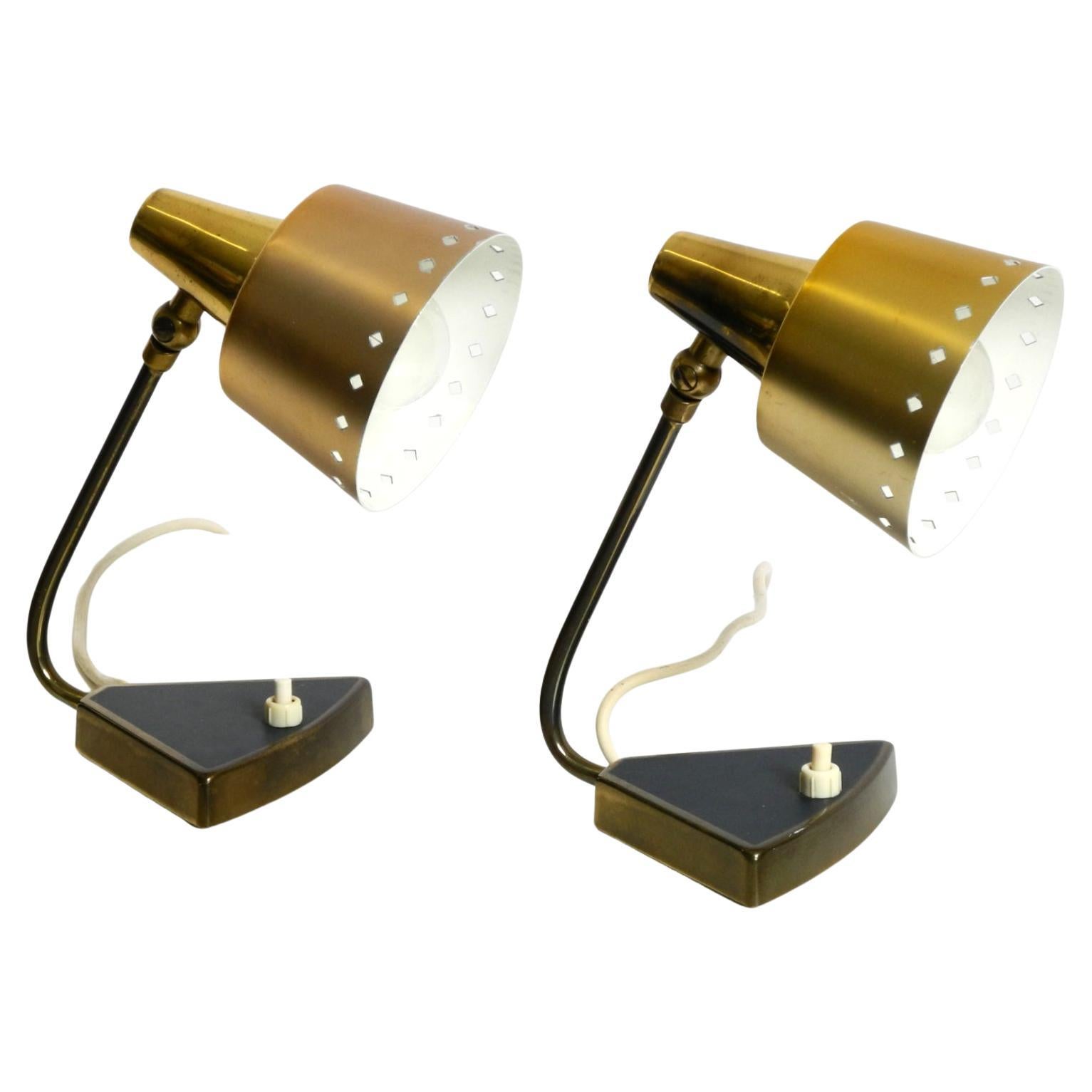 Zwei schöne seltene Mid Century Modern Messing Tischlampen