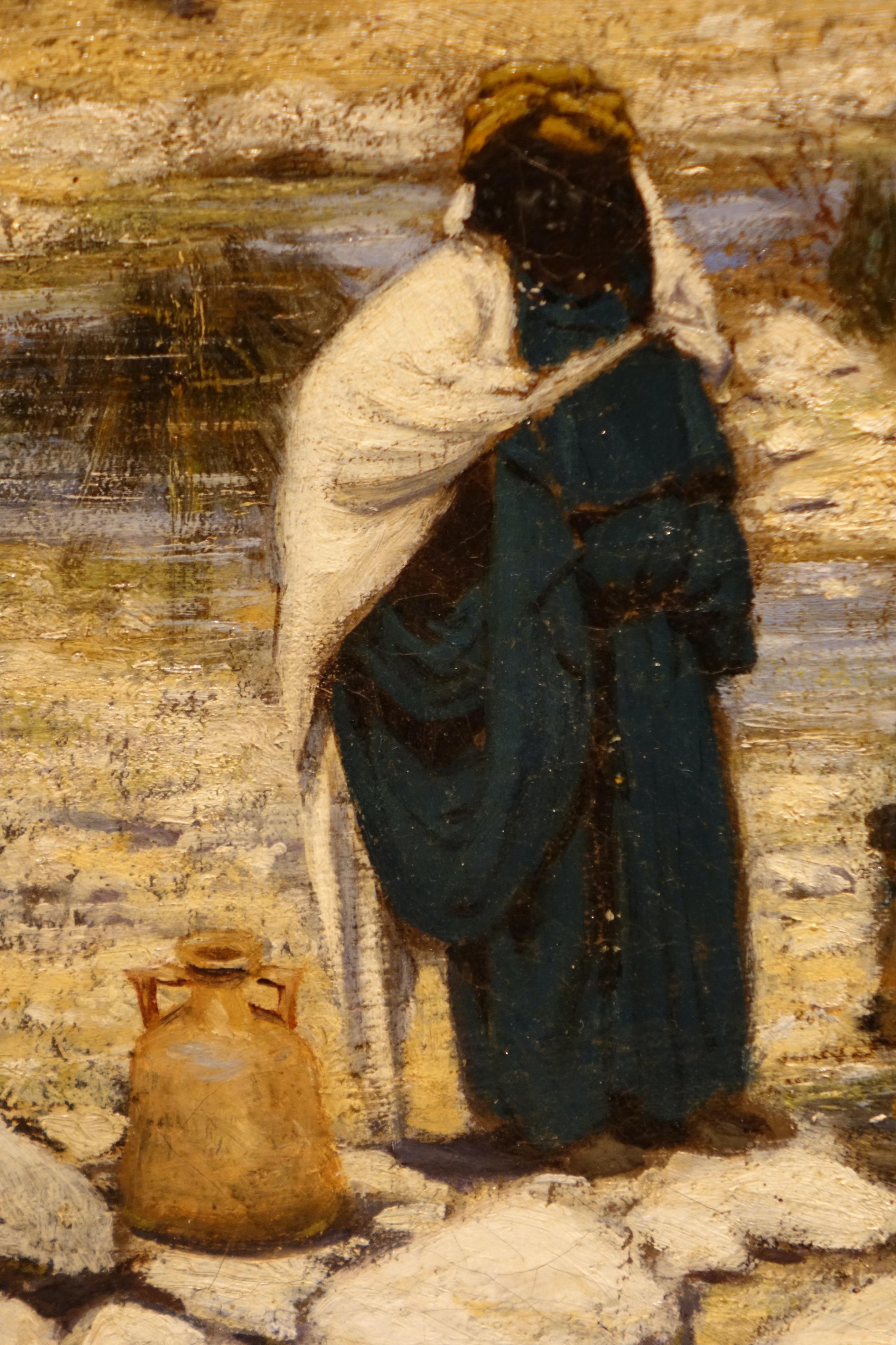 Hand-Painted Two Bedouin women at the bank of a wadi