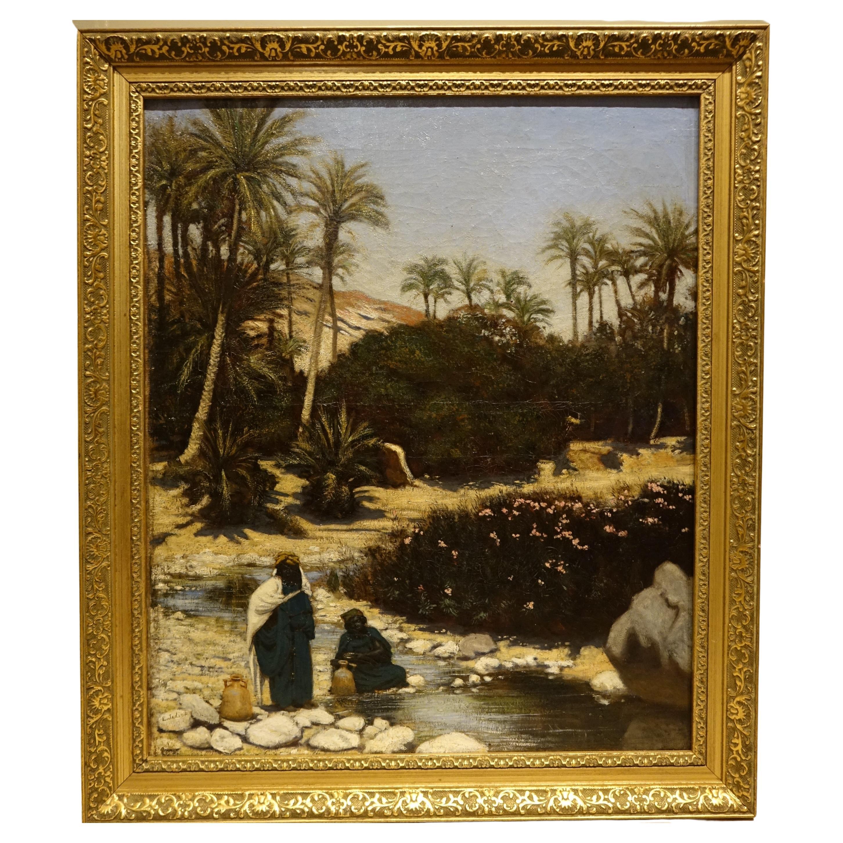 Two Bedouin women at the bank of a wadi", E.JADIN, 1872 For Sale