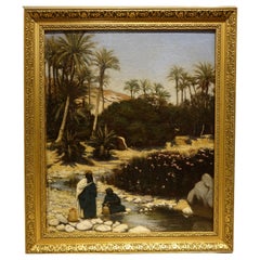 Antique Two Bedouin women at the bank of a wadi", E.JADIN, 1872