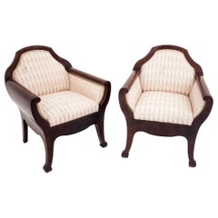 Two Beige Biedermeier Armchairs