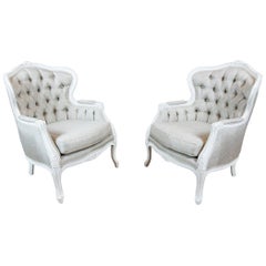 Two Bergères in the Shabby Chic Technique, circa 1950