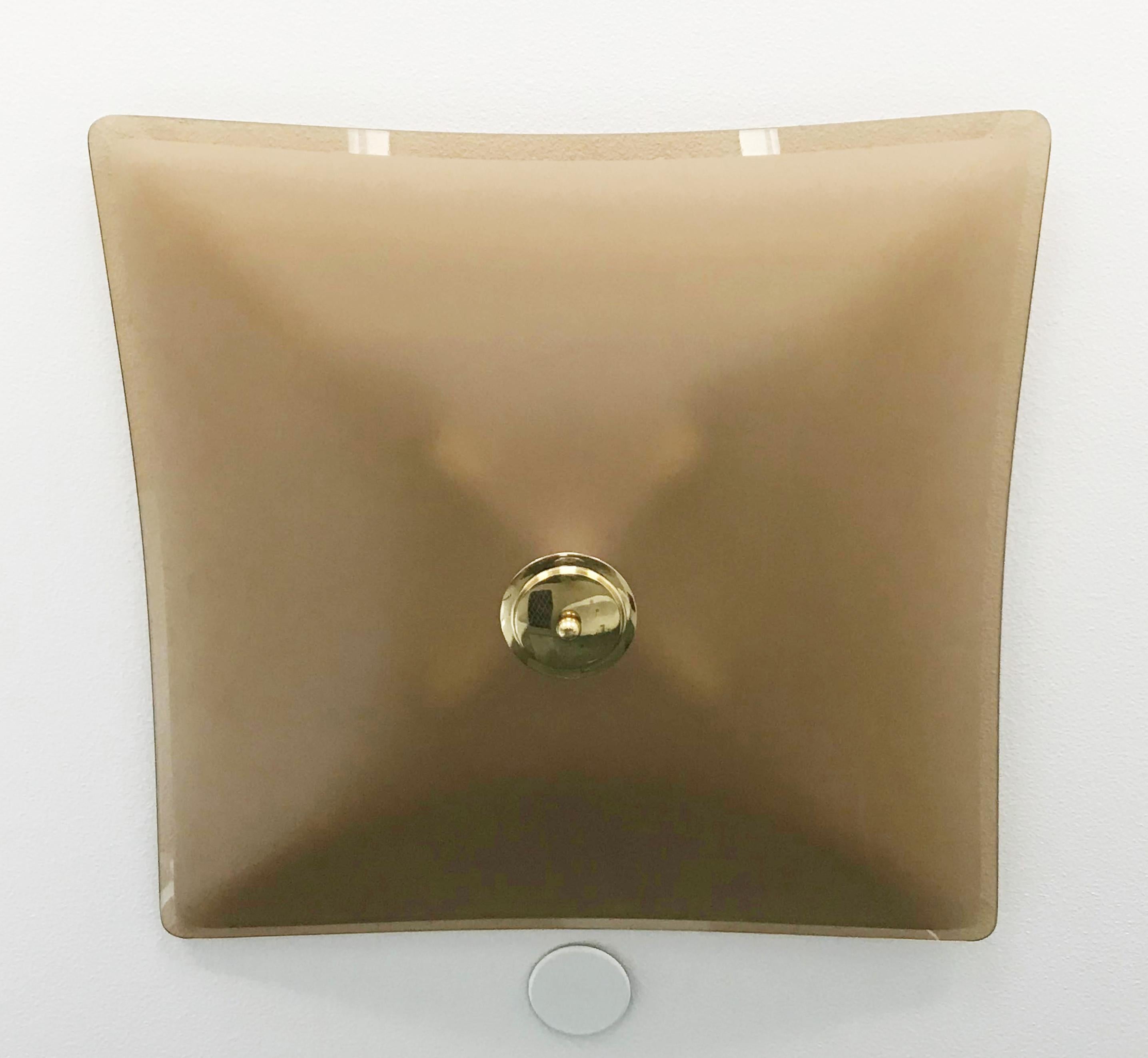 Mid-Century Modern Beveled Glass Flush Mount or Wall Sconce - 2 available For Sale