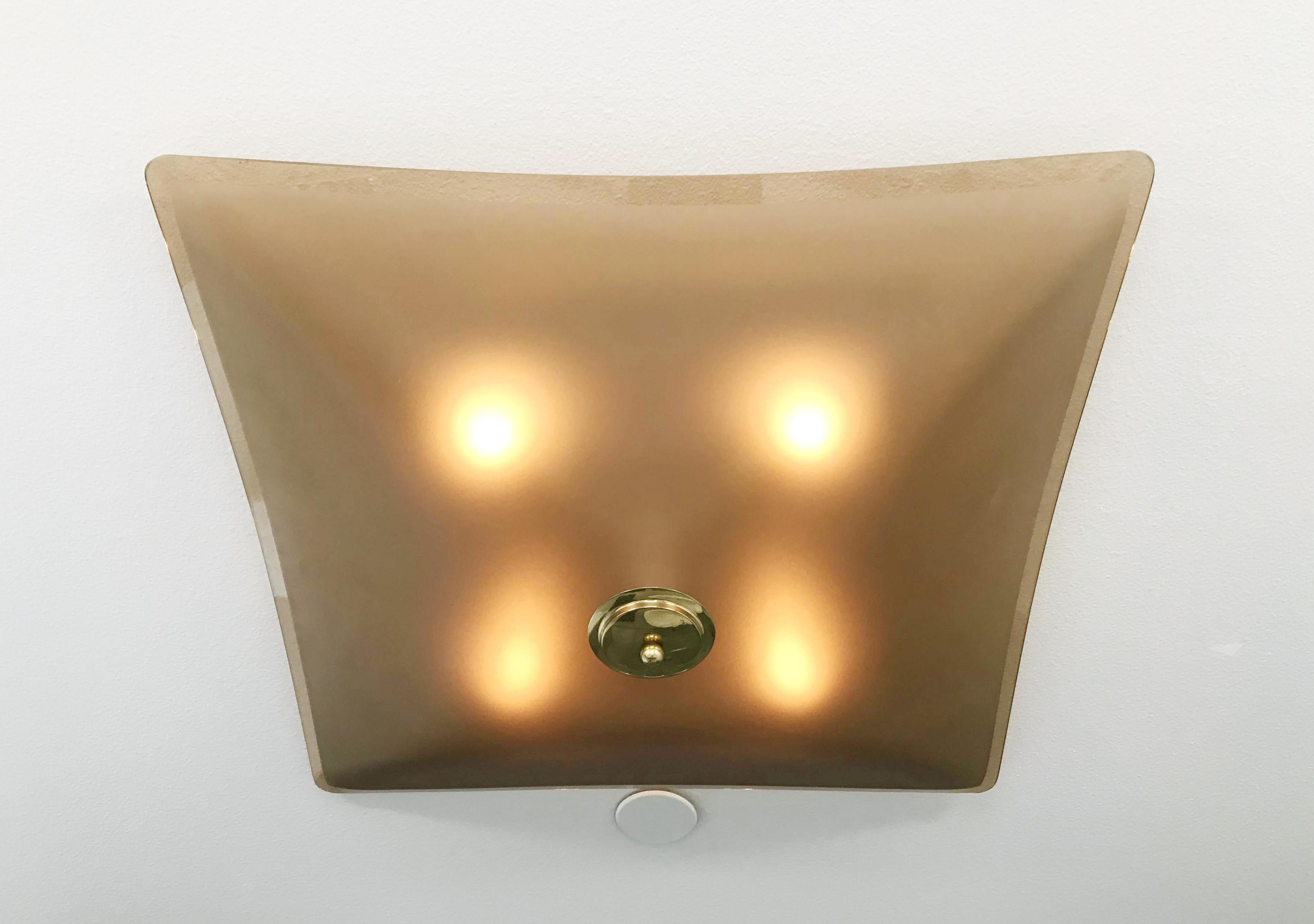 20th Century Beveled Glass Flush Mount or Wall Sconce - 2 available For Sale