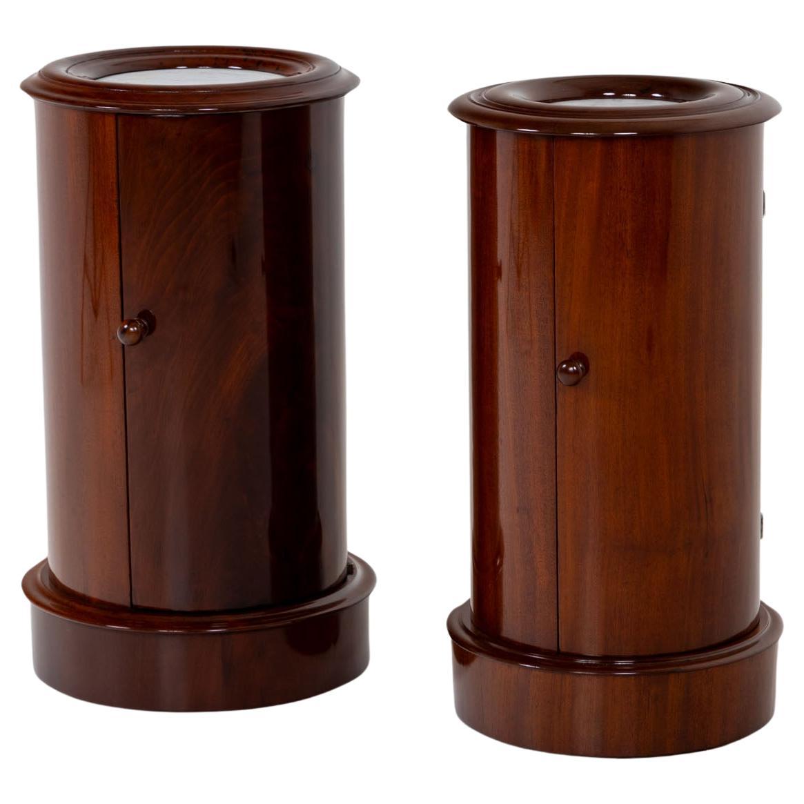 Two Biedermeier Drum Cabinets, around 1820 For Sale
