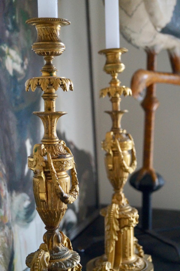 Two Big Impressive Gilded Empire Candles, France, 18001820 at 1stDibs