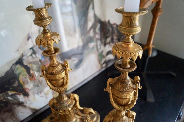 Two Big Impressive Gilded Empire Candles, France, 18001820 at 1stDibs