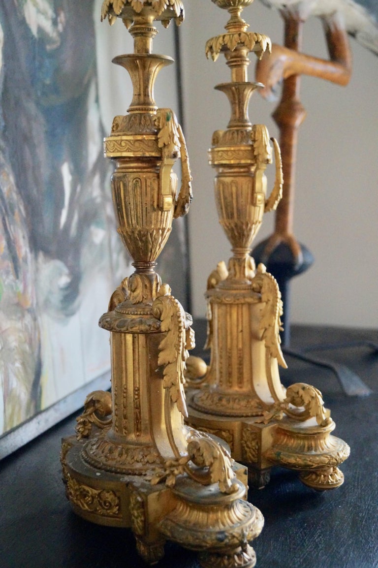 Two Big Impressive Gilded Empire Candles, France, 18001820 at 1stDibs