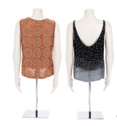 Two Bill Blass Couture Beaded Tops.  New Still Retaining Their Original Pricetag