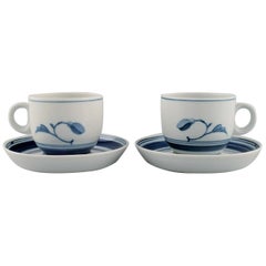 Two Bing & Grøndahl Corinth Coffee Cups with Saucers, 1970s