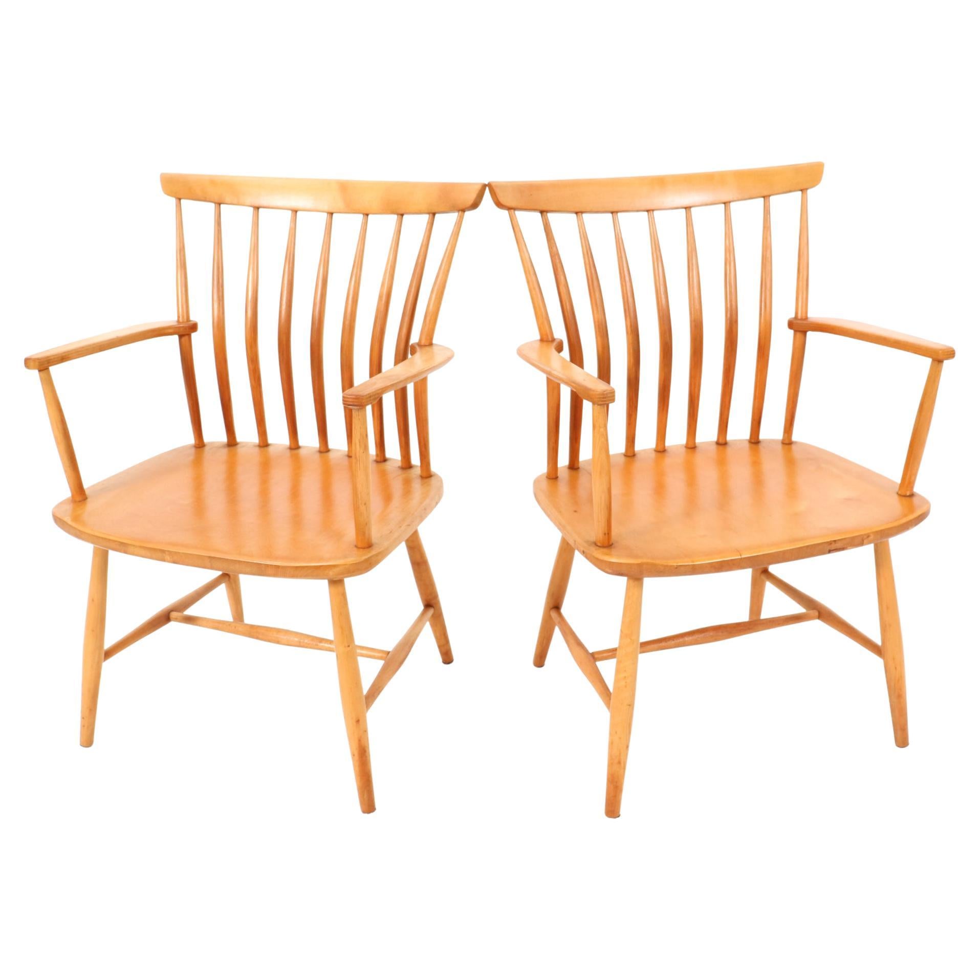 Deux fauteuils en bouleau de Bengt Akerblom & Gunnar Eklöf, Modernity, 1950s en vente