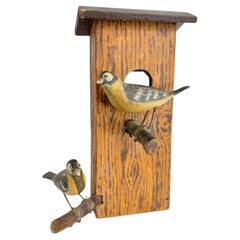 Two Bird Nesting box Viechtauer Hand Carved Wood Black Forest Folk Art Austria