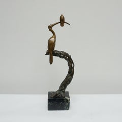 Deux oiseaux perchés sur un tronc d'arbre" par Josef Franz Riedl